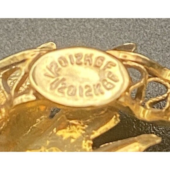 Classic Vintage  Brooch Pin 1/20 12K Gold Filled Round Faux Pearl 1.25"Retro - Picture 5 of 8